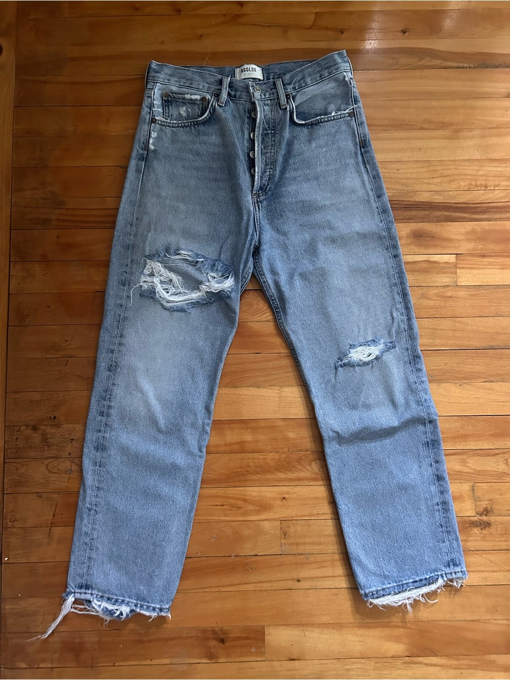 Agolde 90s Loose Light Blue Distressed Jeans